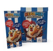 REALMIX MUSLO DE POLLO CRUNCHY CHOCOLATE VAINILLA 50GR*24U